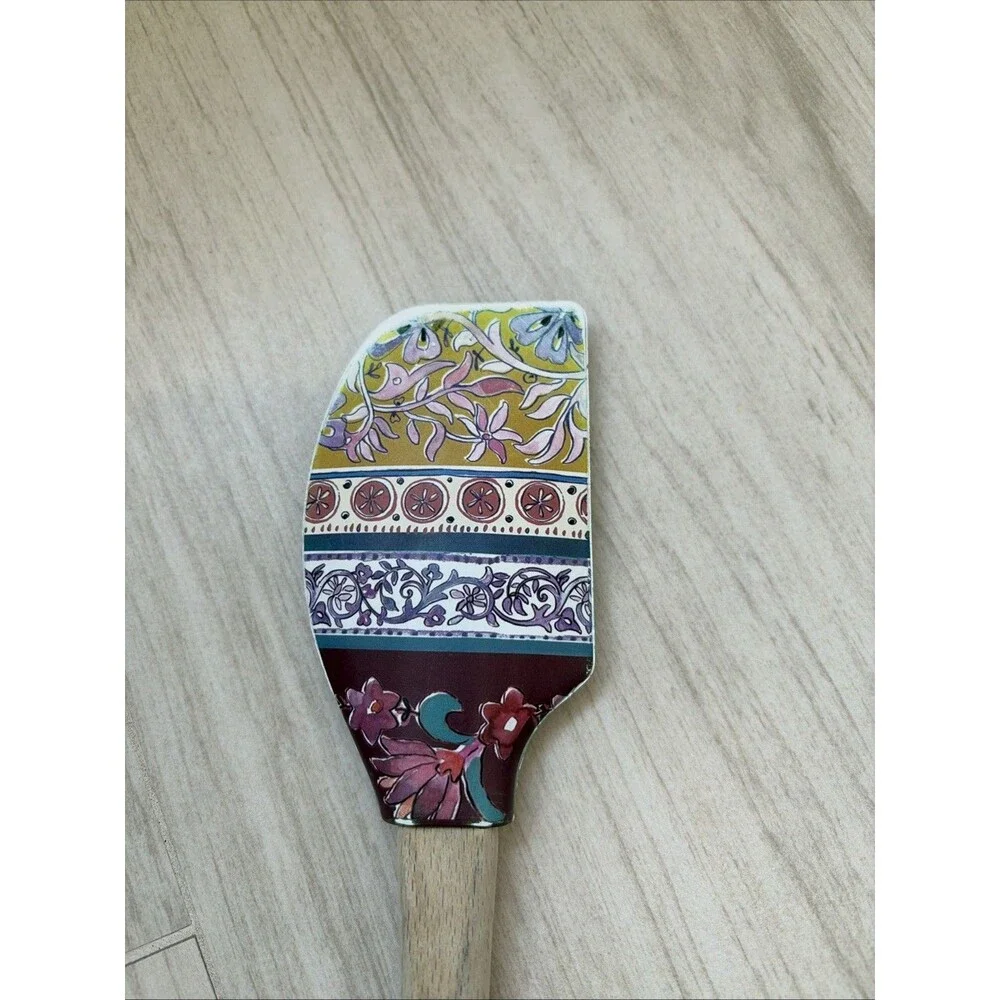 Anthropologie Floral Spatula Silicone Beechwood 0242